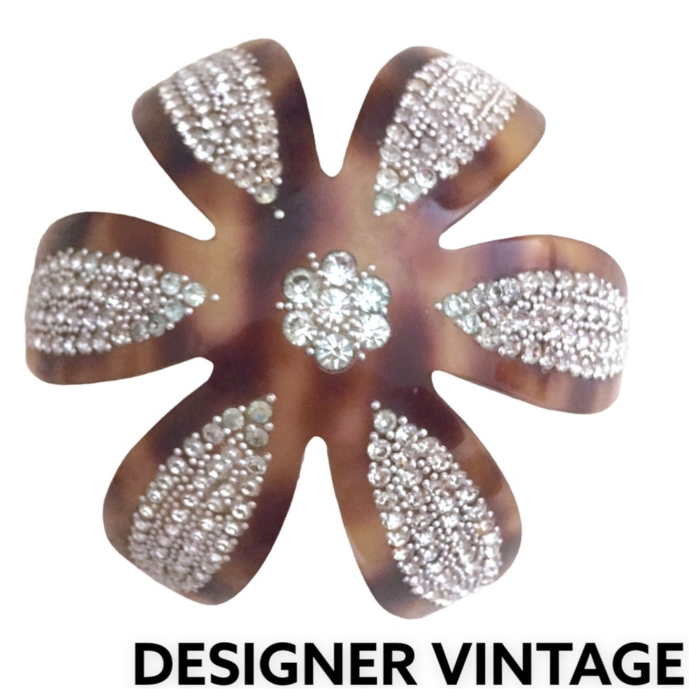 50s Hair Bun Holder Guinet Freres Vintage  295 Rhinestones Tortoiseshell-style​